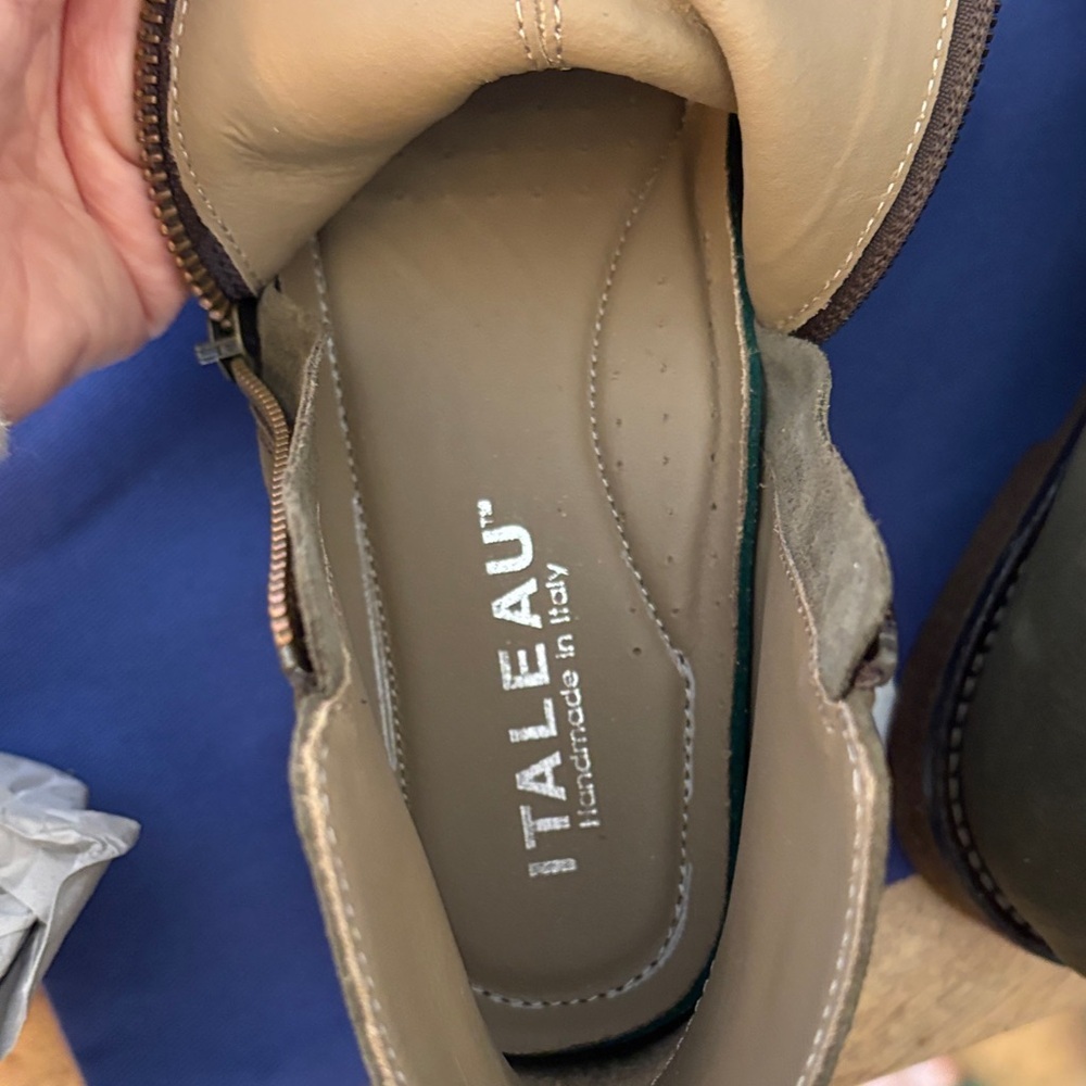 Italeau Women's Olive Suede Ankle Boots- Weatherproof & Handmade in Italy - Picture 13 of 14